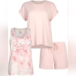 Lucky Brand 3 Piece Tee, Tank And Short Pajama Set